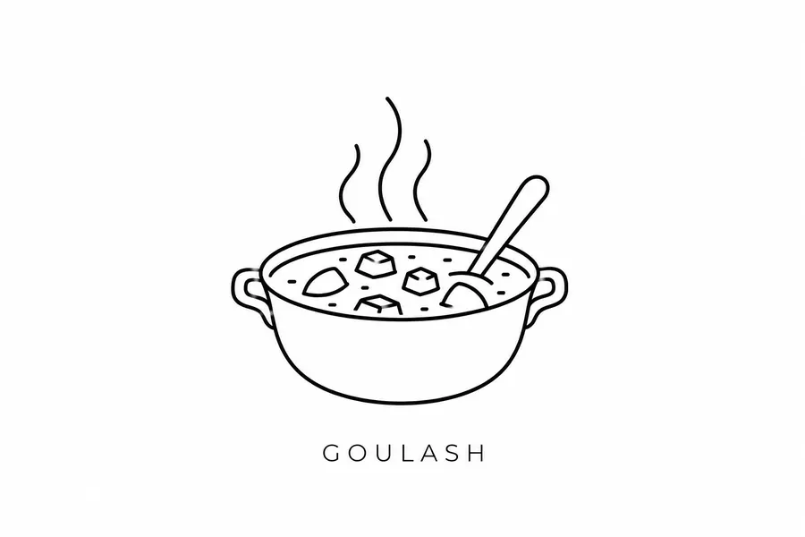 Flash tattoo design: line drawing of goulash