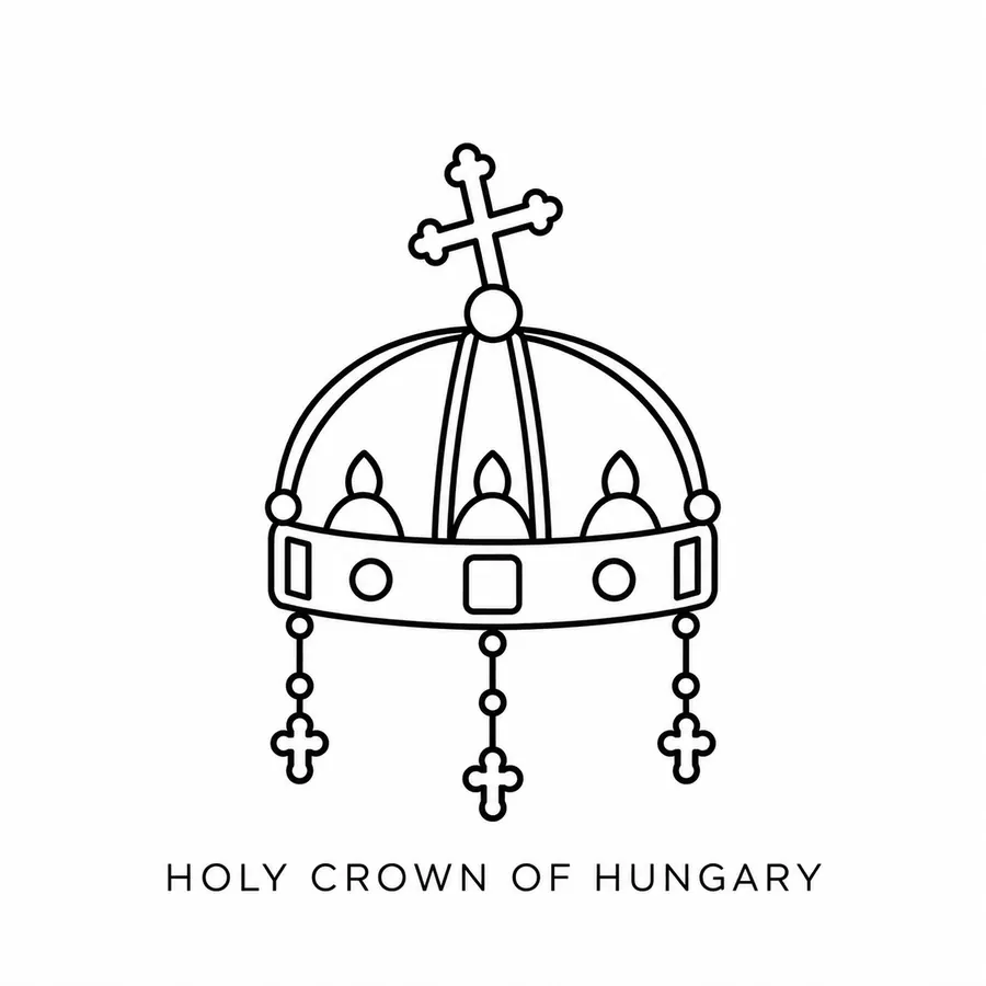 Flash tattoo design: line drawing of the Holy Crown of Hungary