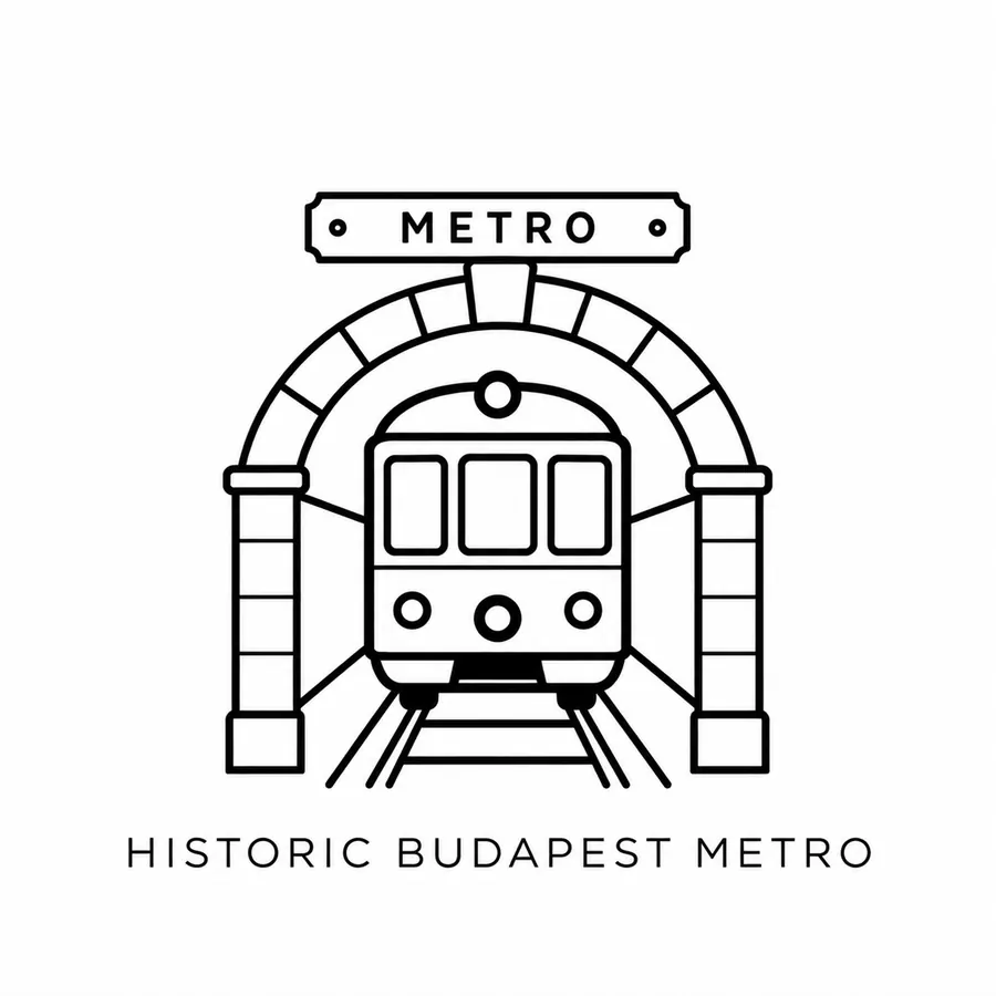 Flash tattoo design: line drawing of the historic Budapest metro
