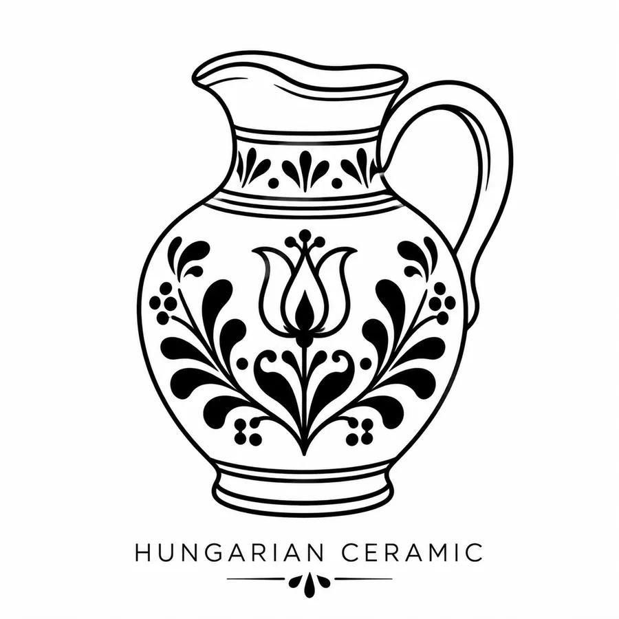 Flash tattoo design: line drawing of Hungarian ceramic