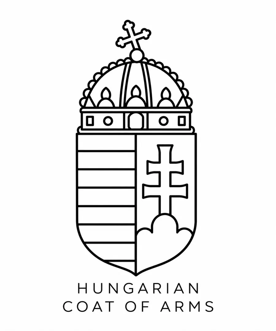 Flash tattoo design: line drawing of the Hungarian coat of arms