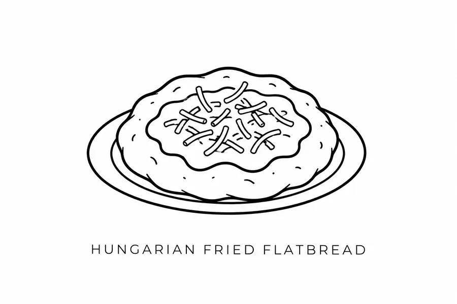 Flash tattoo design: line drawing of fried flatbread