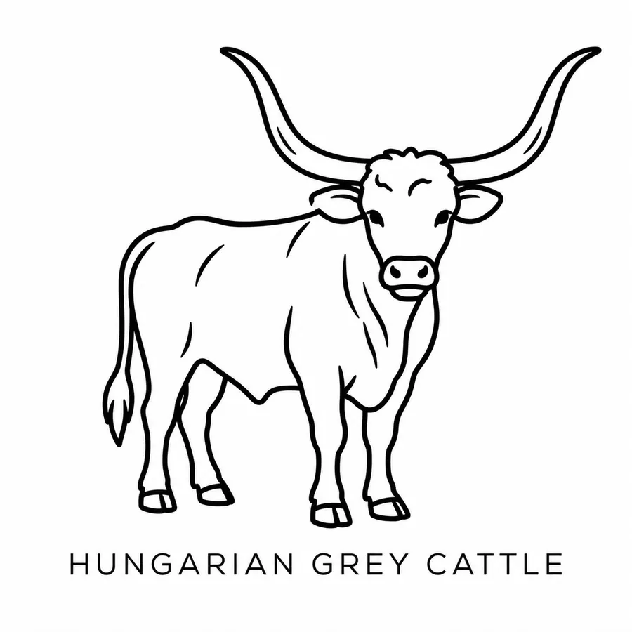 Flash tattoo design: line drawing of Hungarian grey cattle