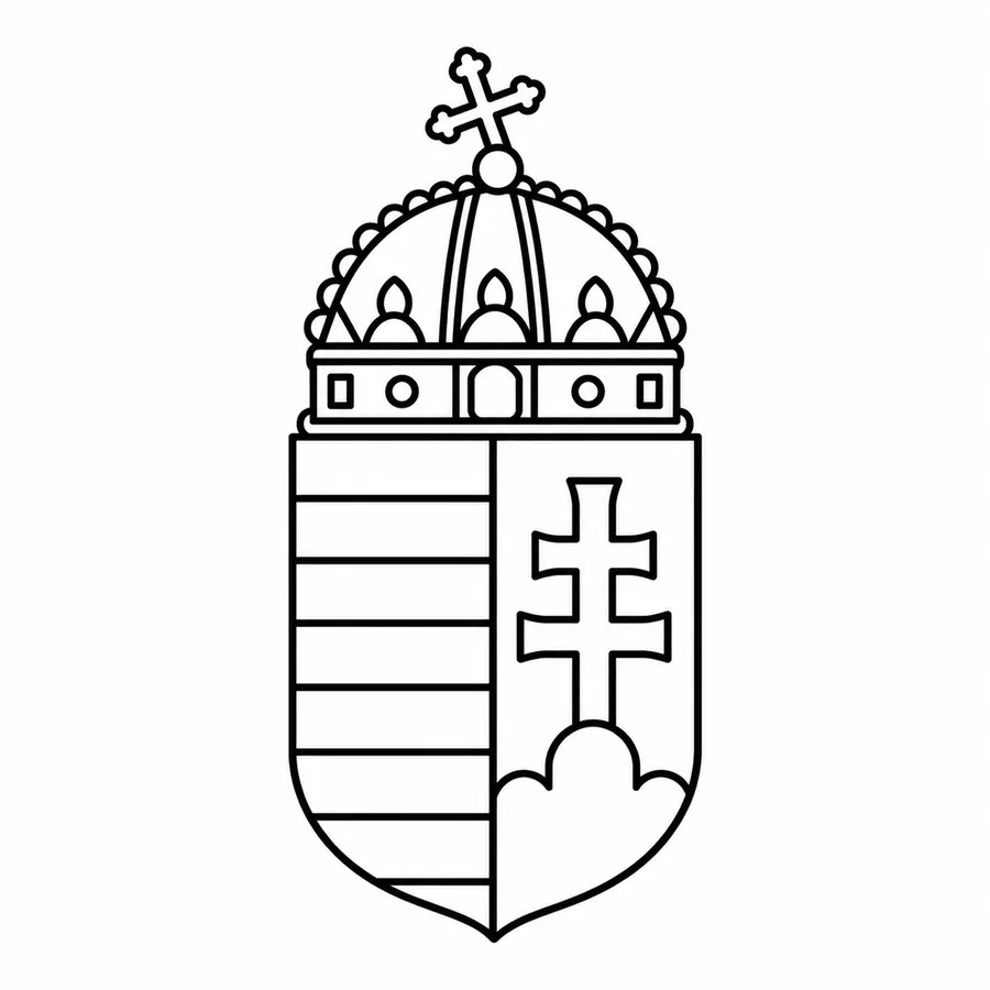 Flash tattoo design: line drawing of the Hungarian shield