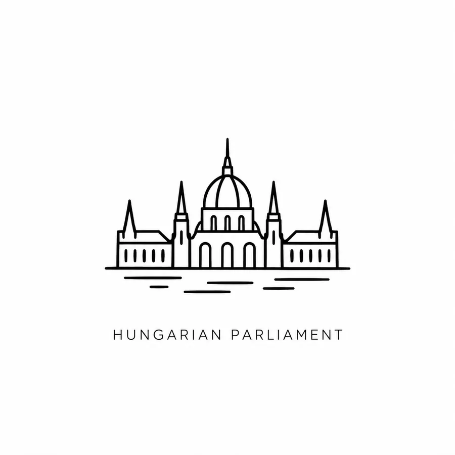 Flash tattoo design: line drawing of Hungarian Parliament