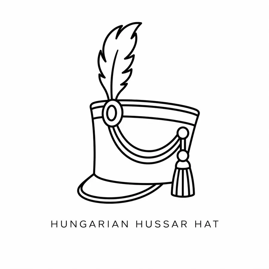 Flash tattoo design: line drawing of a hussar hat