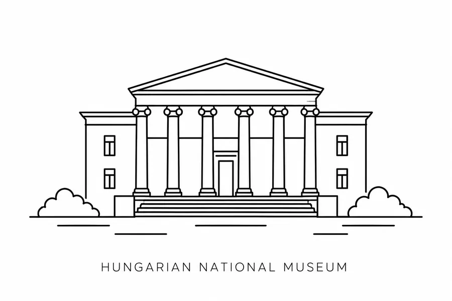 Flash tattoo design: line drawing of Hungarian National Museum