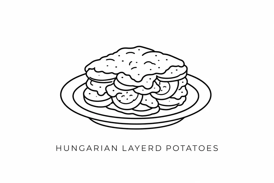 Flash tattoo design: line drawing of layered potatoes