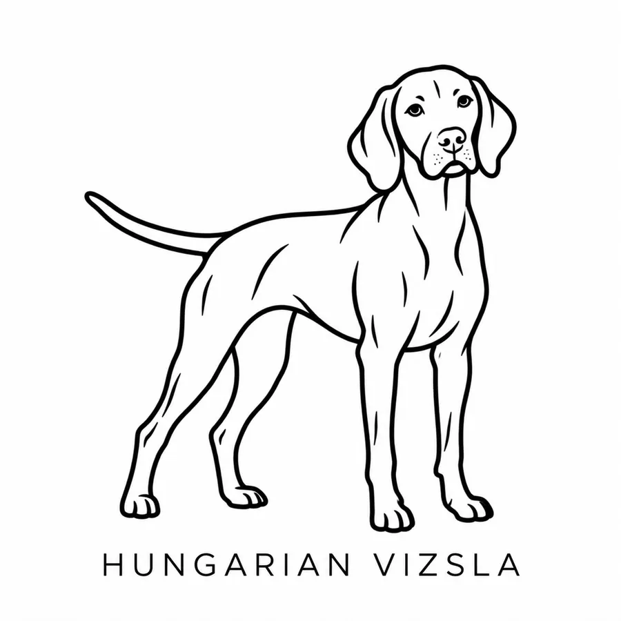 Flash tattoo design: line drawing of a Vizsla