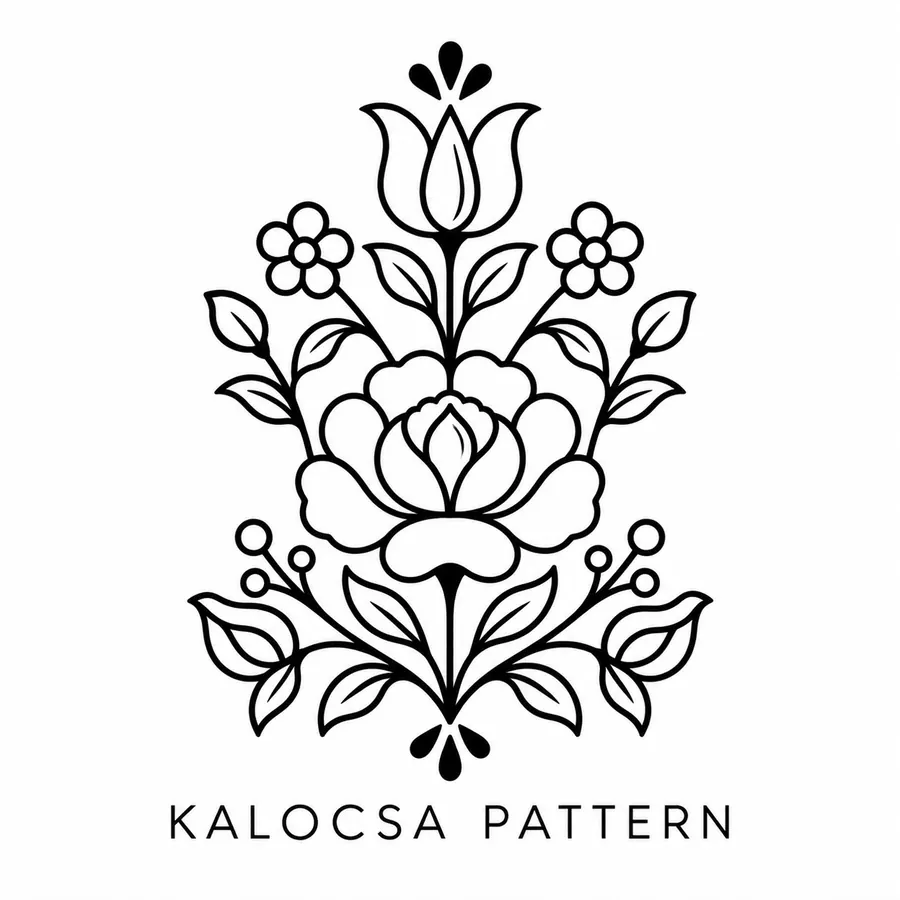 Flash tattoo design: line drawing of a Kalocsa pattern