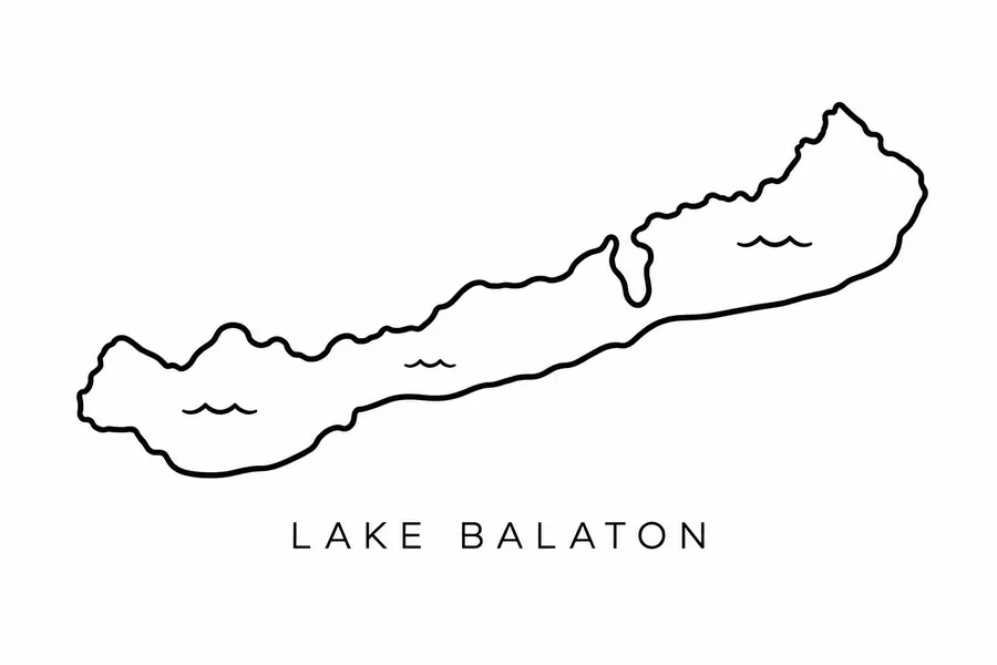 Flash tattoo design: line drawing of Lake Balaton