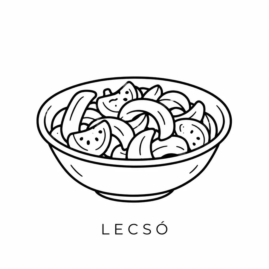 Flash tattoo design: line drawing of lecsó