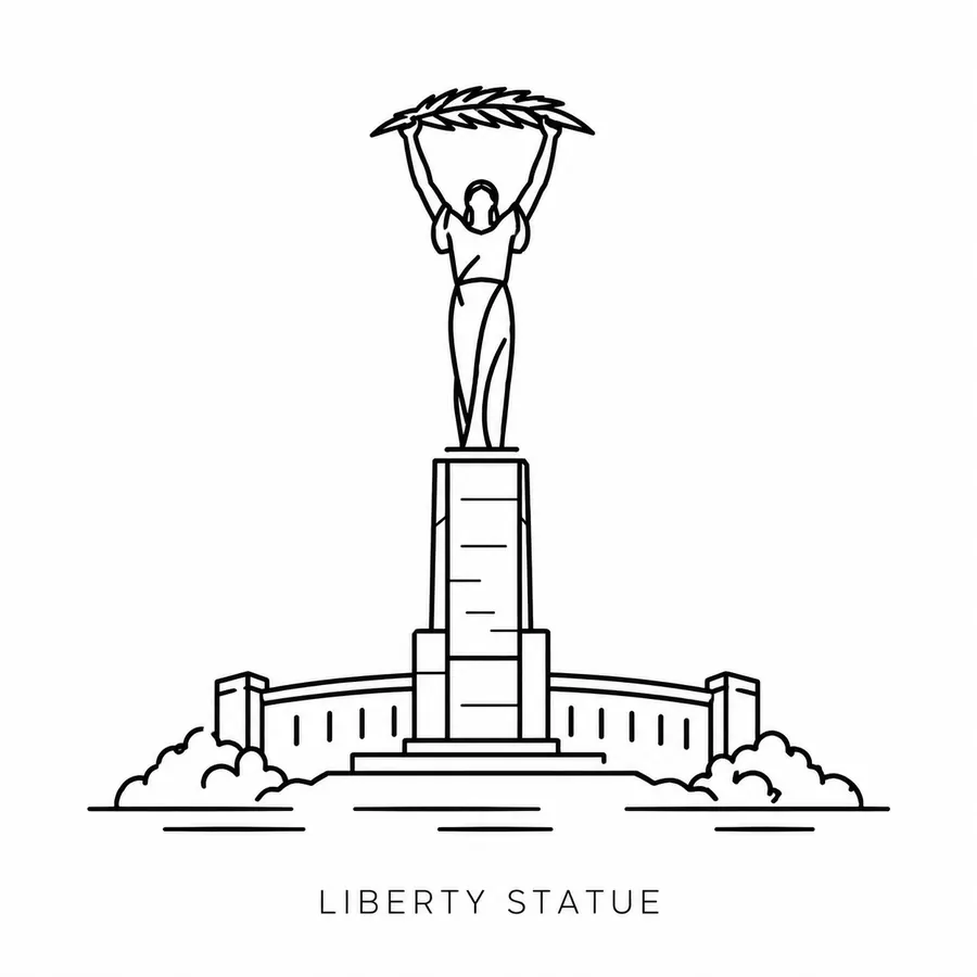 Flash tattoo design: line drawing of Liberty Statue