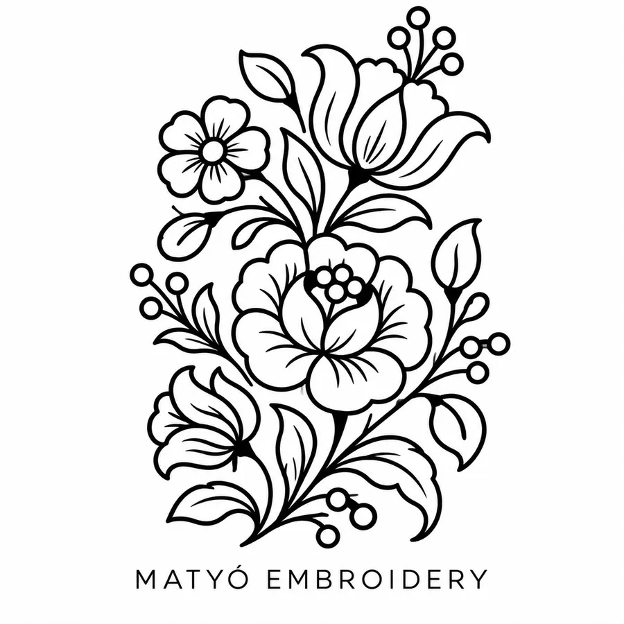 Flash tattoo design: line drawing of Matyó embroidery