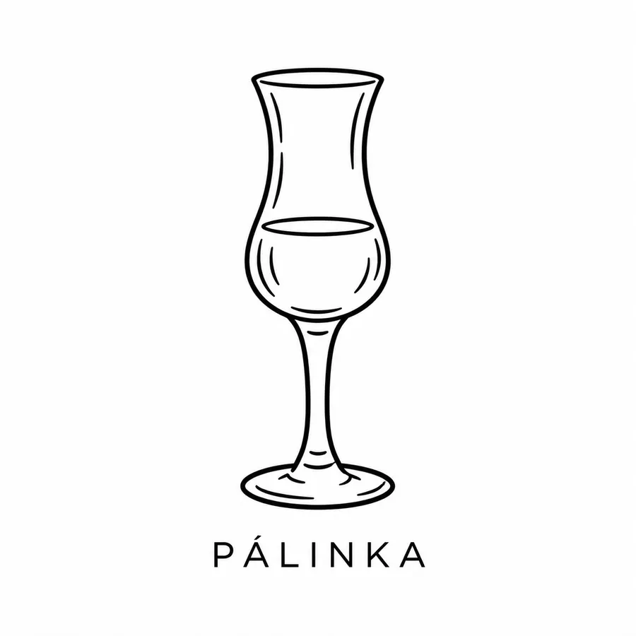 Flash tattoo design: line drawing of pálinka