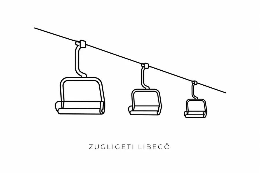 Flash tattoo design: line drawing of the Zugliget chairlift