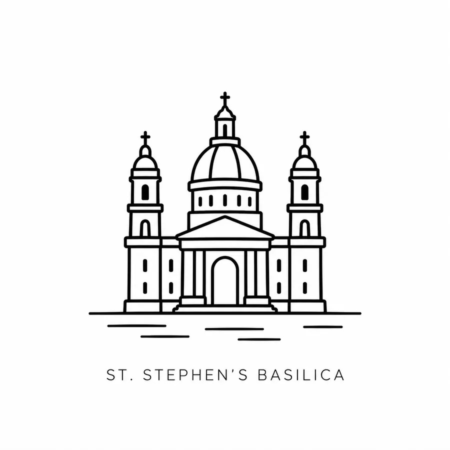 Flash tattoo design: line drawing of St. Stephen's Basilica