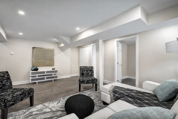 Completed basement remodel by Be Home Remodeling