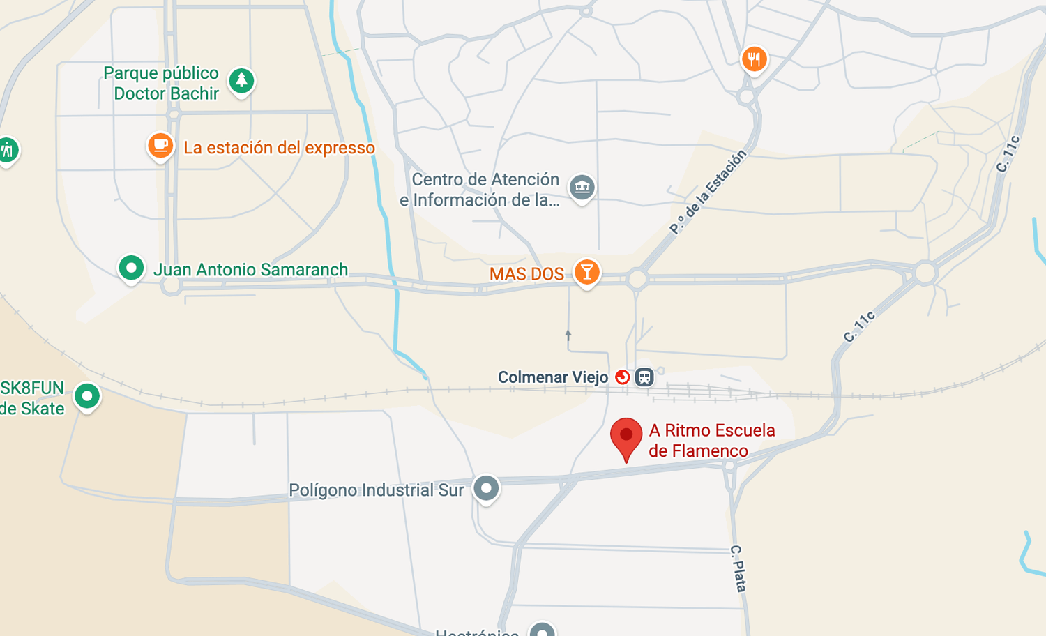 Mapa de la escuela A RITMO en Colmenar Viejo, Madrid