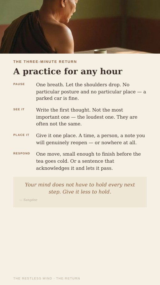 The three-minute return practice