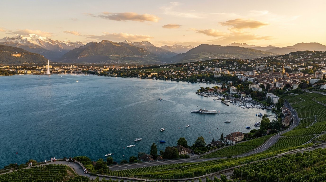 Panorama illustré du Léman et des paysages de Suisse romande
