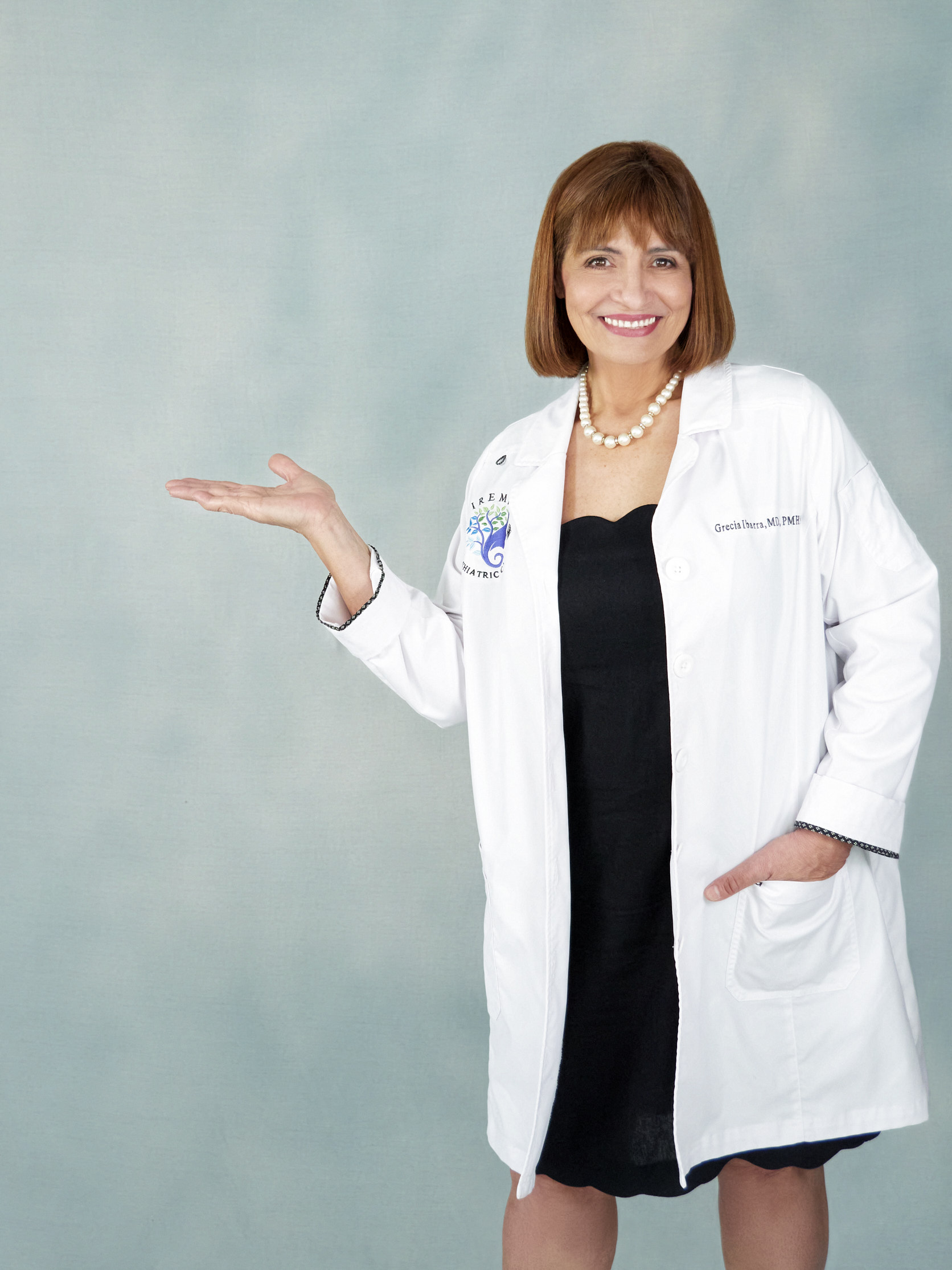 Grecia Ibarra in her clinic coat