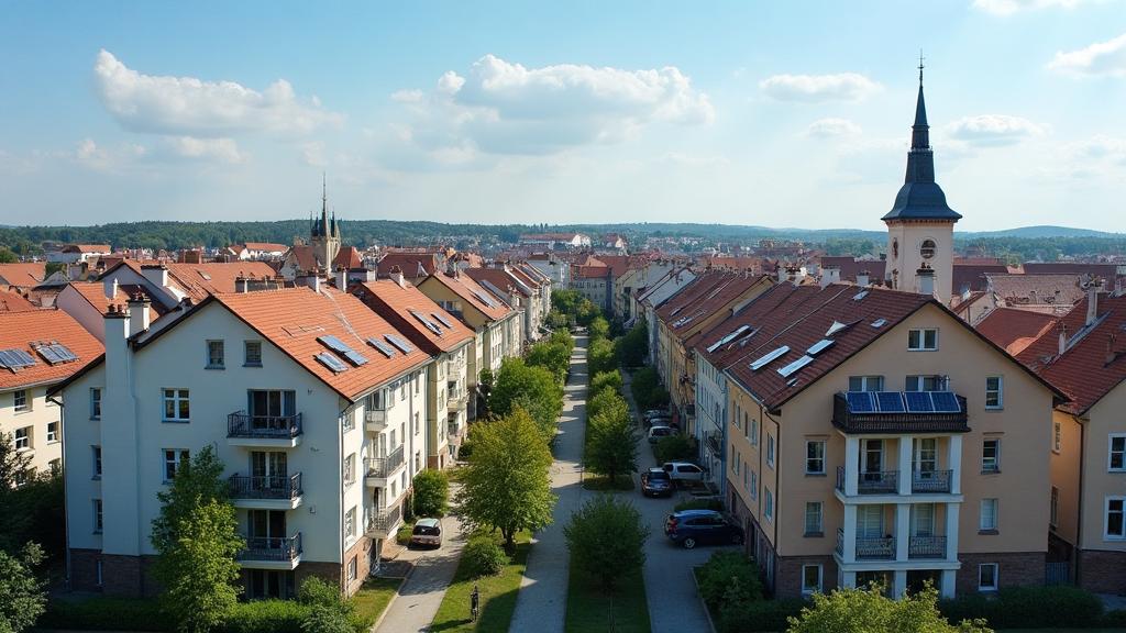 Quartier résidentiel allemand équipé de panneaux solaires sur les balcons