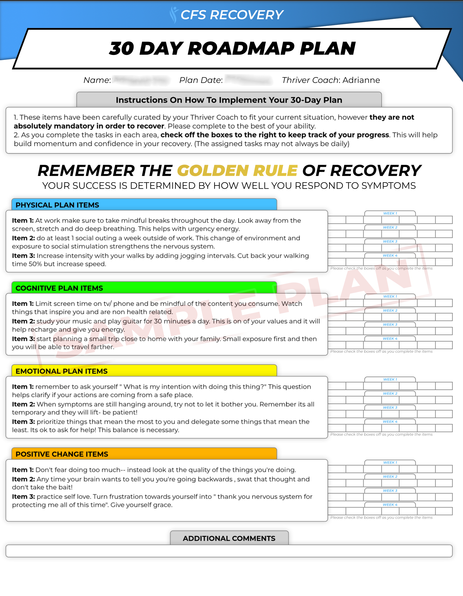 Recovery Plan - Stage 1