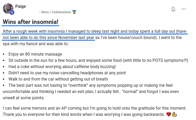 Member win - overcoming symptoms