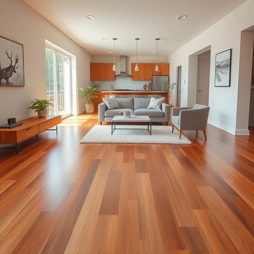 Elegant living room in South Lyon, MI with polished hardwood flooring, modern windows, and tasteful furnishings.