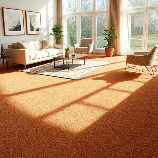 Completed carpet flooring installation in Chelsea MI featuring rich tones, intricate patterns, and stylish furnishings.