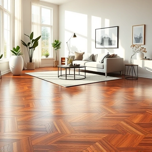 Modern living room in Howell, MI with polished hardwood floors, stylish furniture, and natural light accents.