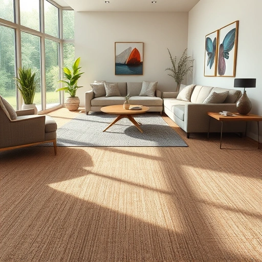 Spacious Plymouth MI living room with textured carpet, modern decor, elegant furniture, and soft natural light.