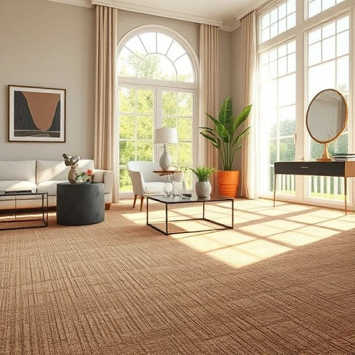 Carpet flooring installation in a vibrant Pinckney MI living room with elegant decor and natural light enhancing the space.