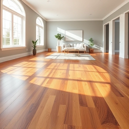 Flooring installation in Livonia, MI featuring rich hardwood and tile in a sunlit, stylishly decorated room.