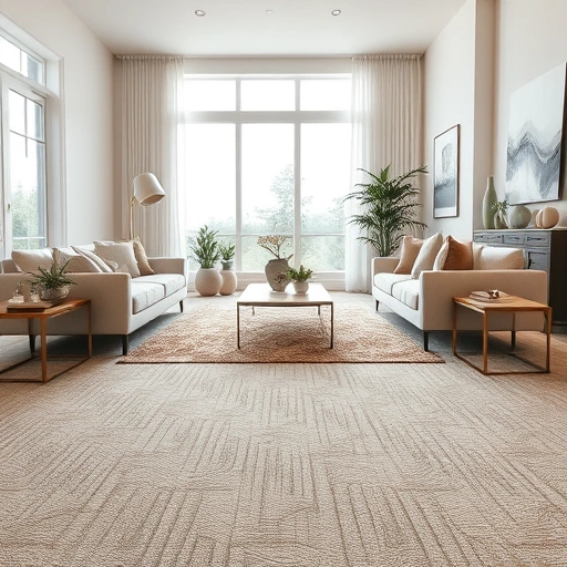 Modern living room in Whitmore Lake, MI featuring plush earth-toned carpet, natural light, and elegant decor.