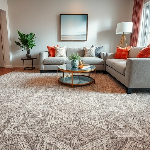 Carpet patch repair in Ann Arbor MI showcases seamless integration and rich textures in a stylish living room setting.