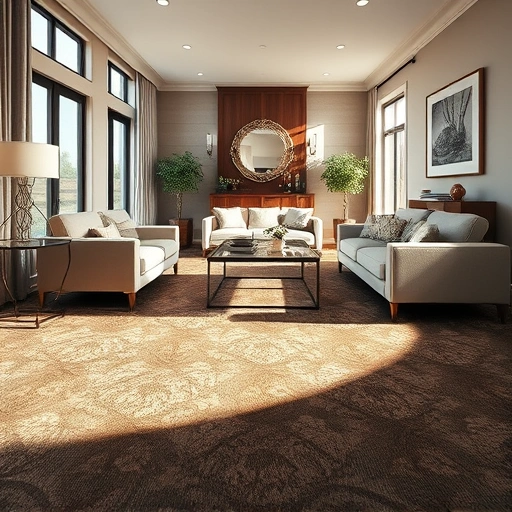 Luxurious carpet flooring installation in Shelby Township MI, featuring rich colors and elegant furnishings in a cozy living space.
