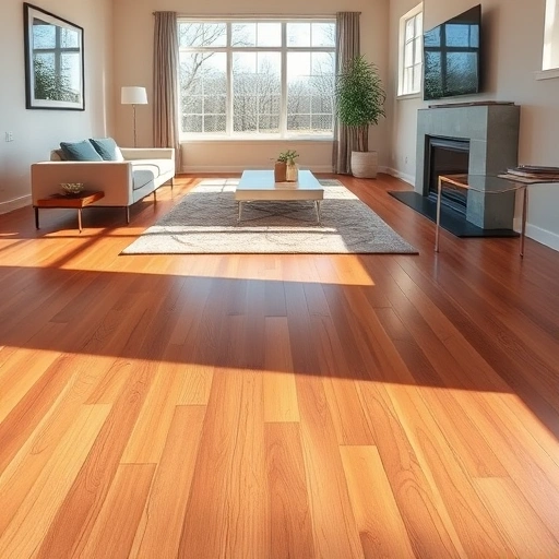 Stunning hardwood floor installation in a modern Farmington Hills living space, showcasing rich wood grain details.