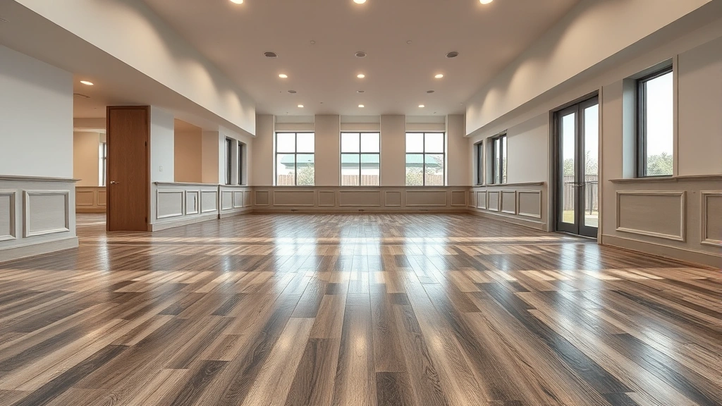 Flooring installation in a modern living room in Brighton, MI.