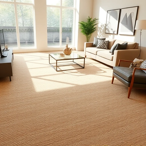 Spacious living room in Washtenaw County with luxurious beige carpet, elegant furniture, and natural light.