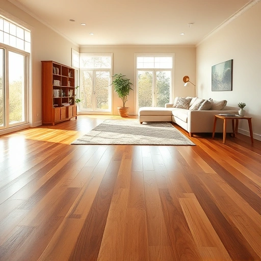 Stunning hardwood flooring in a modern living room with warm tones, natural light, and stylish decor in Scio Township MI.