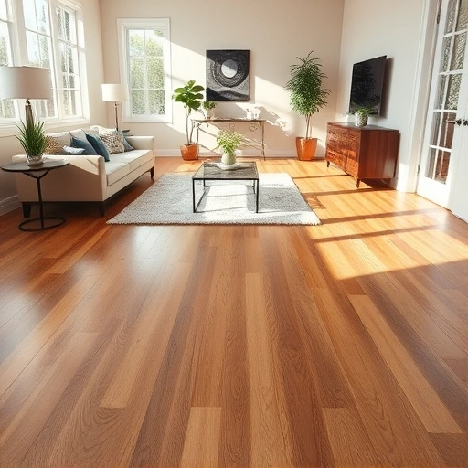 Polished hardwood floor in a stylish South Lyon MI interior, featuring elegant furniture and natural light.