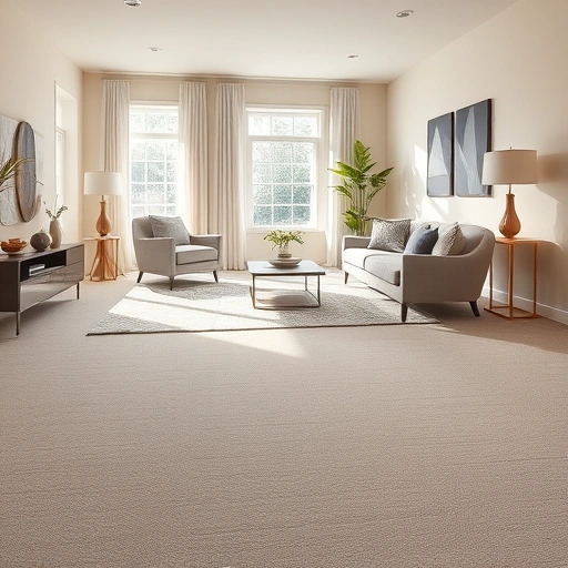 Luxurious plush carpet in a contemporary living room in Milford MI with natural light and minimalist decor.
