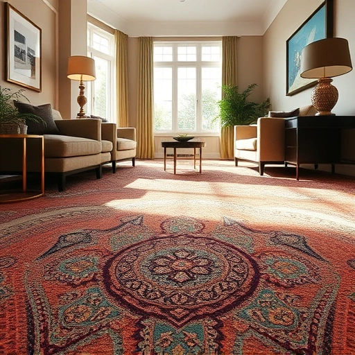 Beautifully installed carpet flooring in a stylishly furnished room in Western Wayne County, MI, with vibrant colors and patterns.