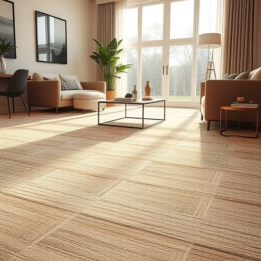 Carpet installation in Lyon Township MI showcasing rich textures, elegant decor, and natural light for a warm atmosphere.