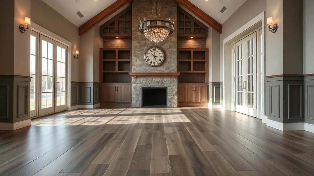 Flooring installation in a modern home in South Lyon, MI with hardwood and tile surfaces.