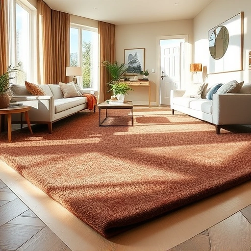Completed carpet padding installation in a stylish Ann Arbor living room with plush carpet and elegant decor.