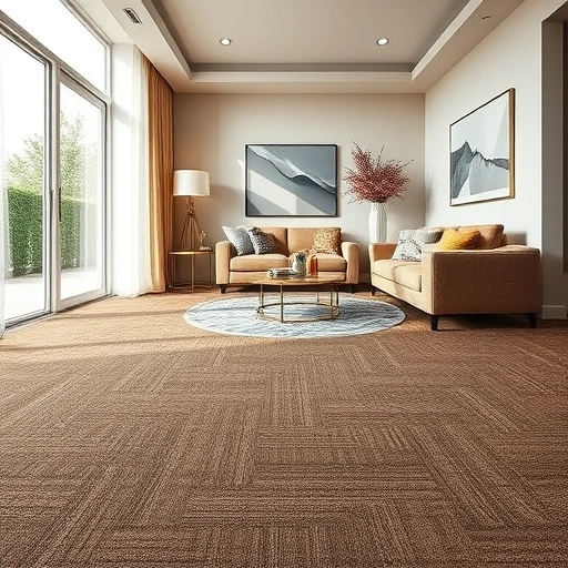 Elegant living room with rich carpet, stylish decor, and natural light in Superior Township, MI creating a warm ambiance.