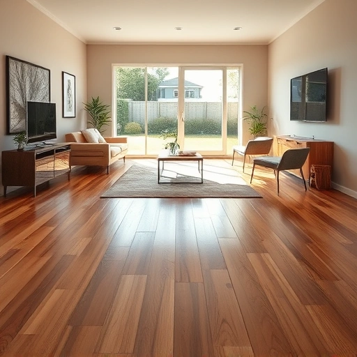 Spacious living room in Canton MI with elegant hardwood flooring and modern furniture under soft ambient lighting.